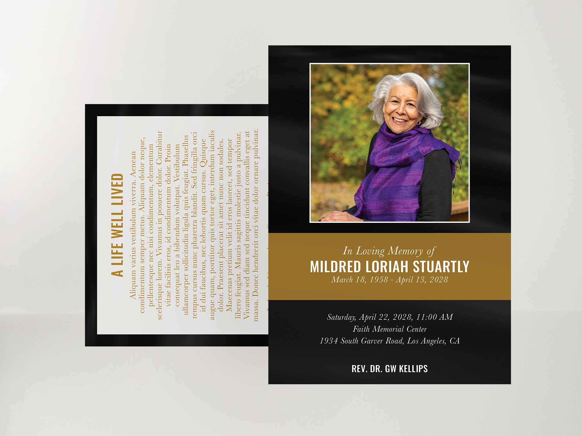 Memorial Card Front Sample