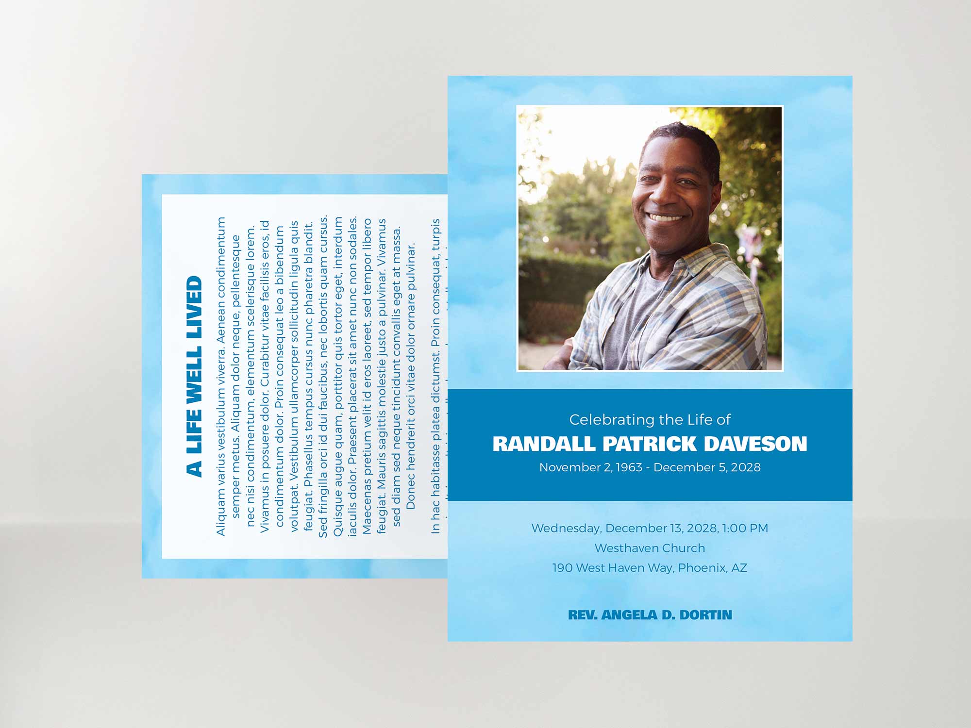 Memorial Card Front Sample