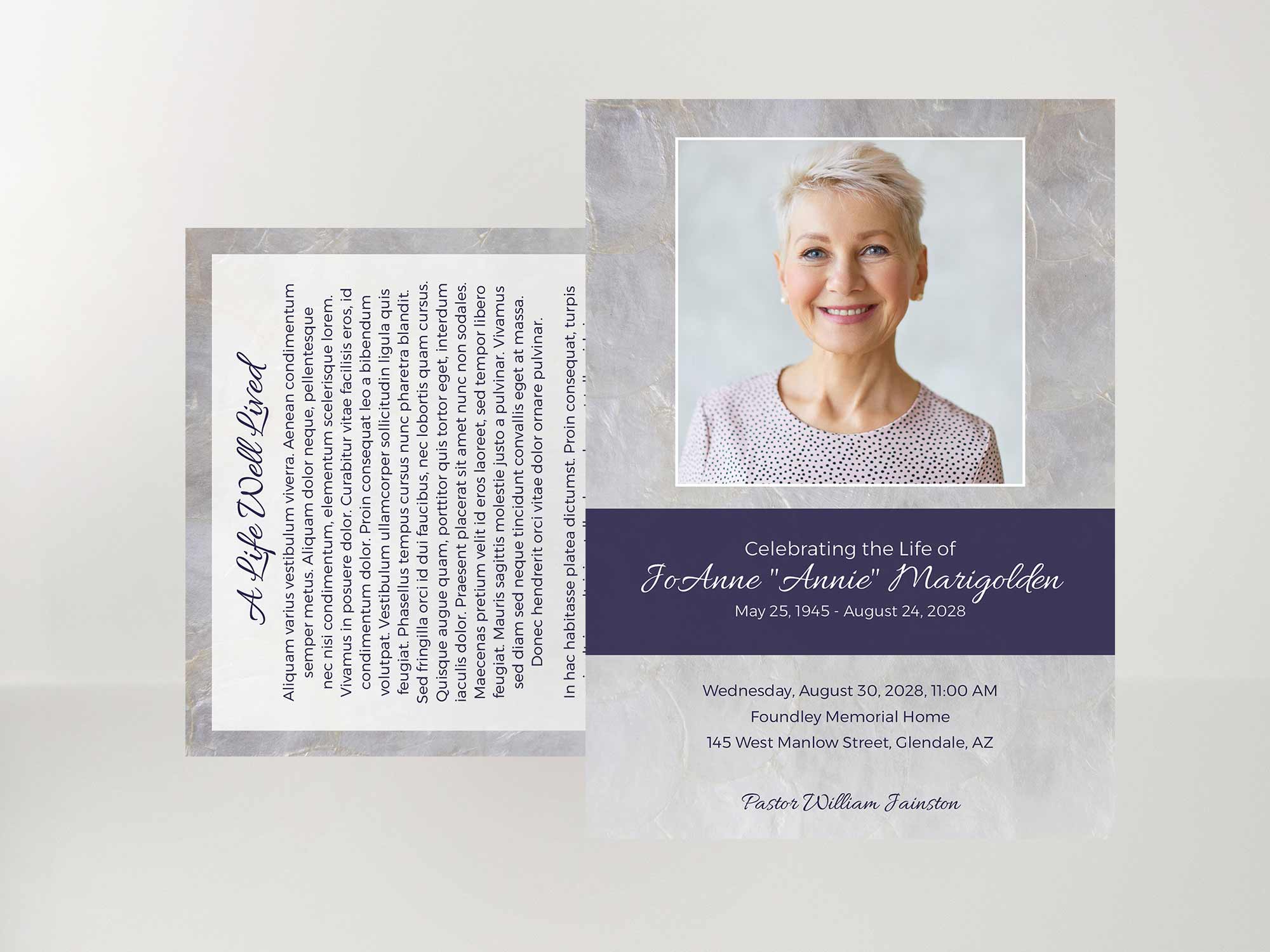 Memorial Card Front Sample