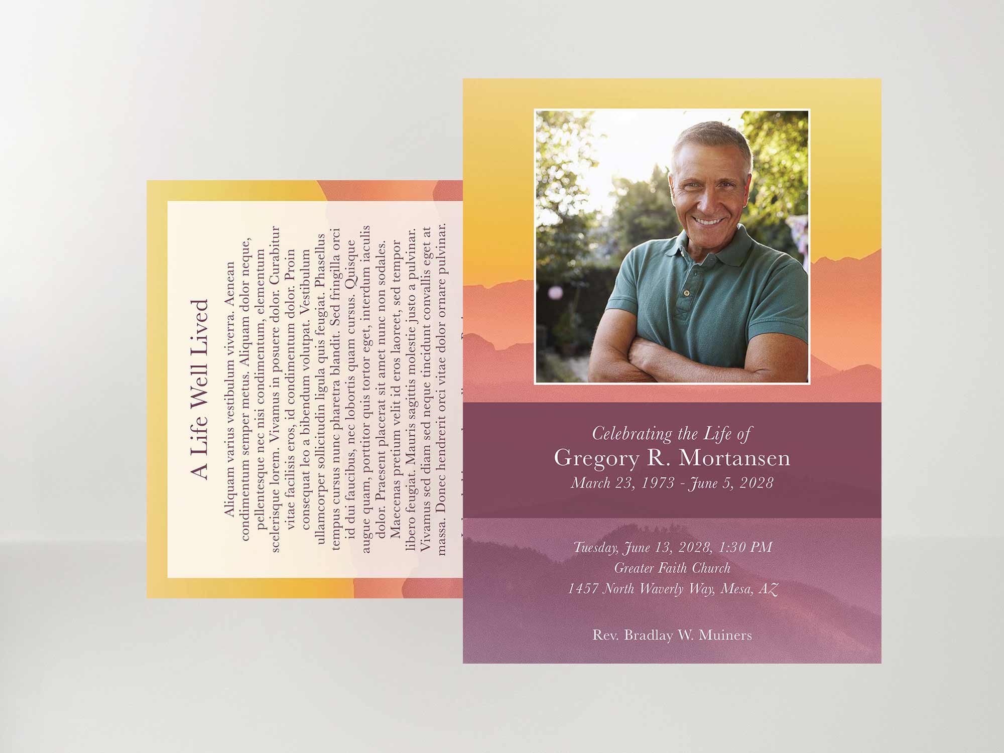 Memorial Card Front Sample