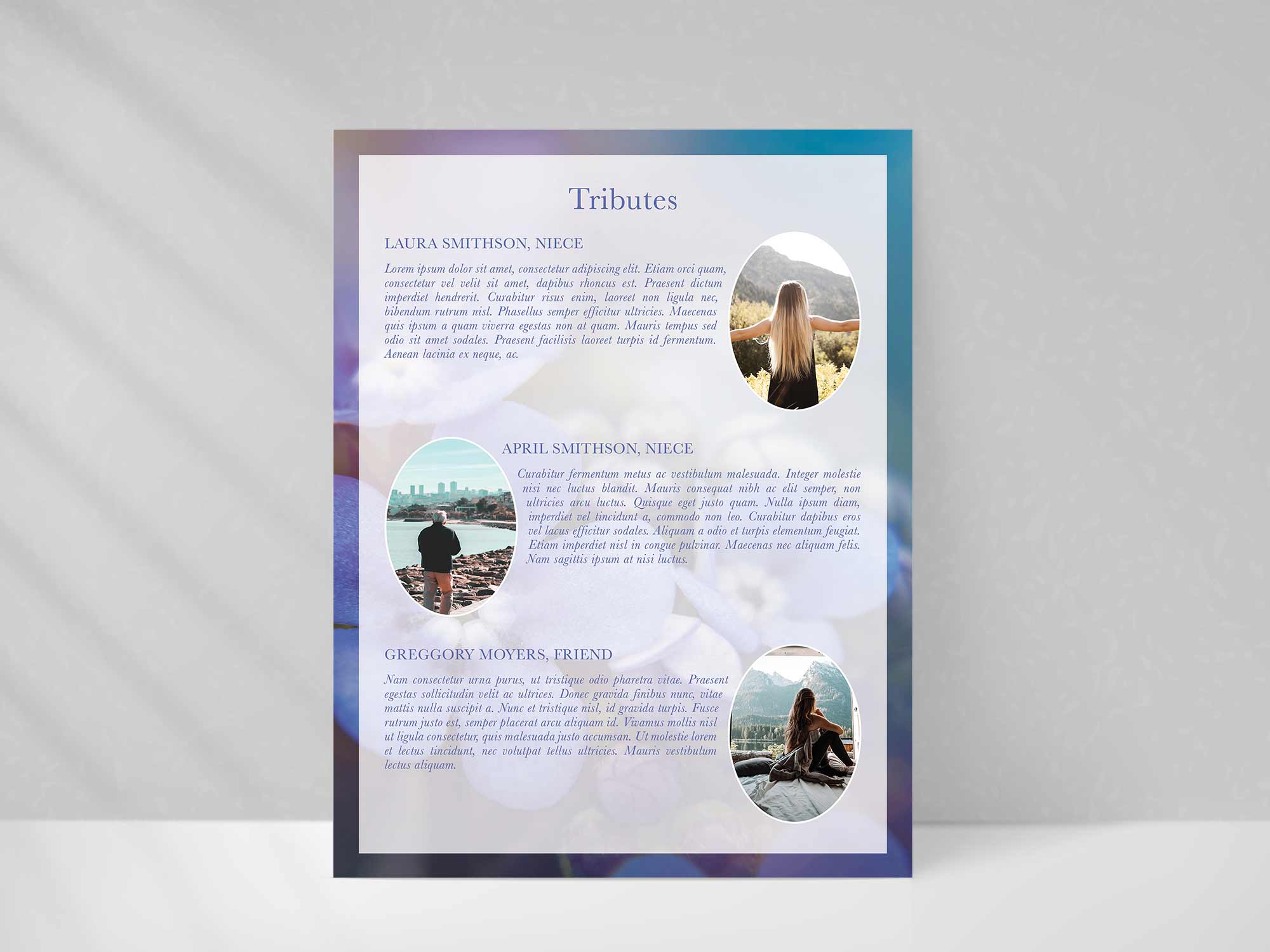 Tributes Page Style Sample Sample