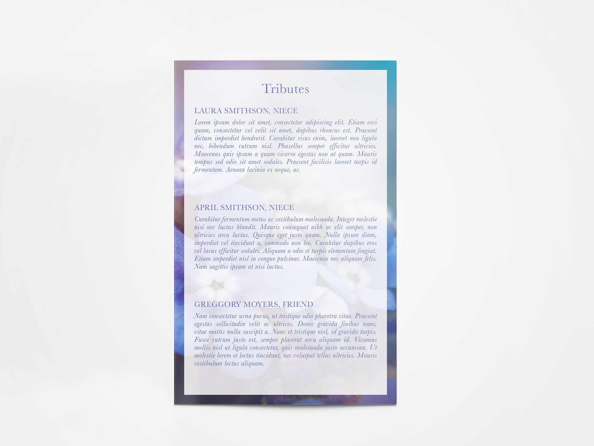 Tributes Page Style Sample Sample