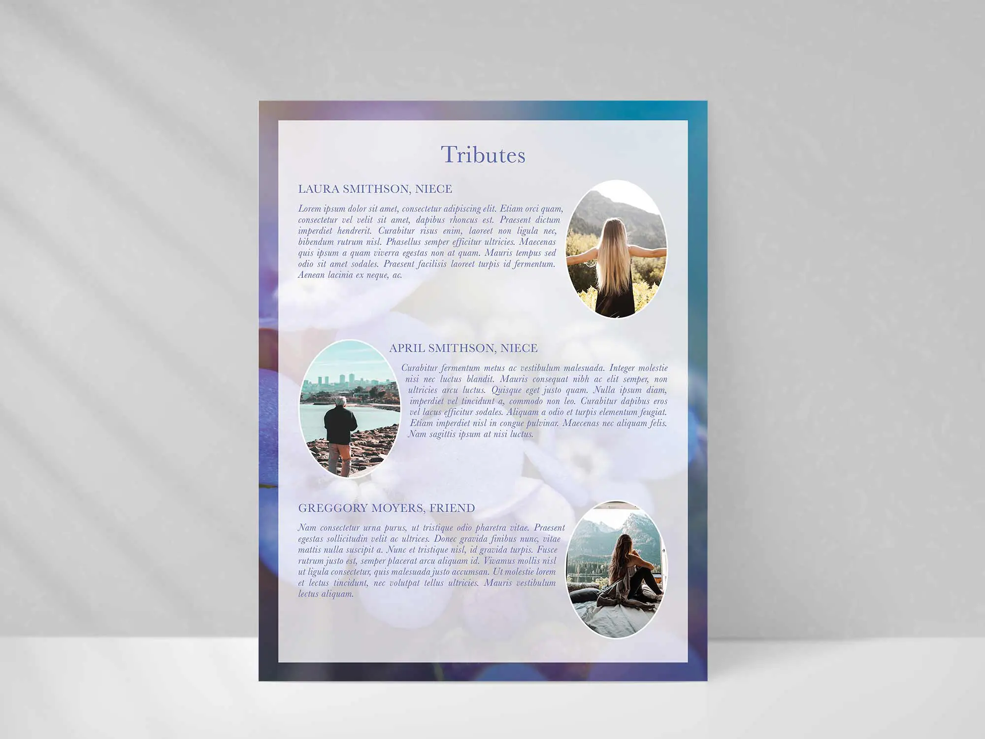 Tributes Page Style Sample