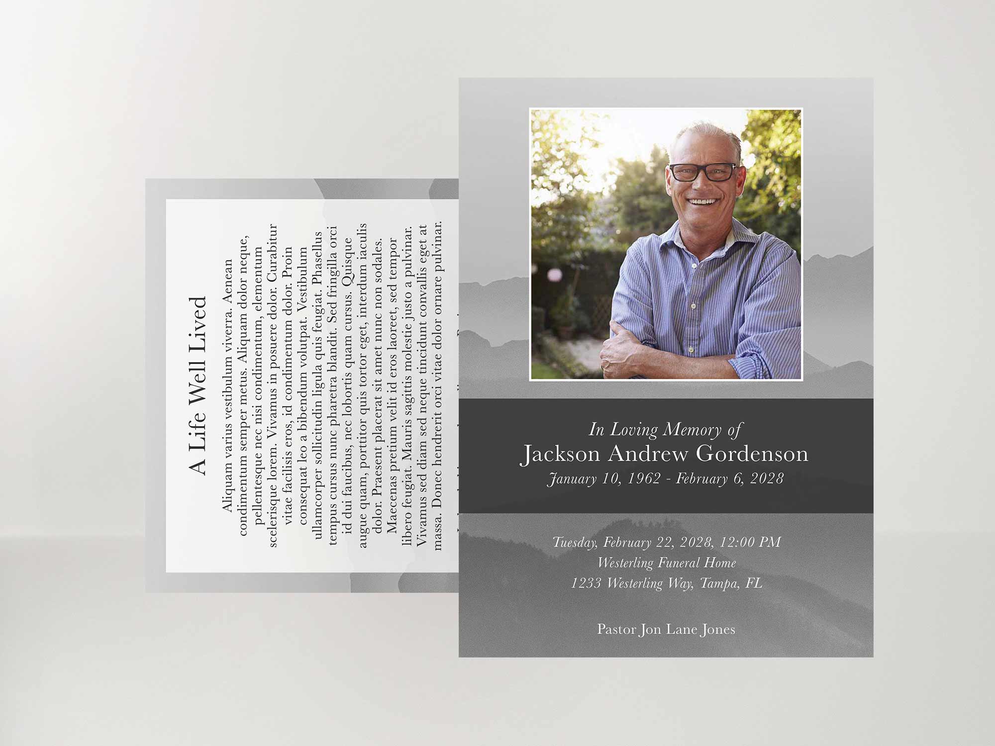 Memorial Card Front Sample