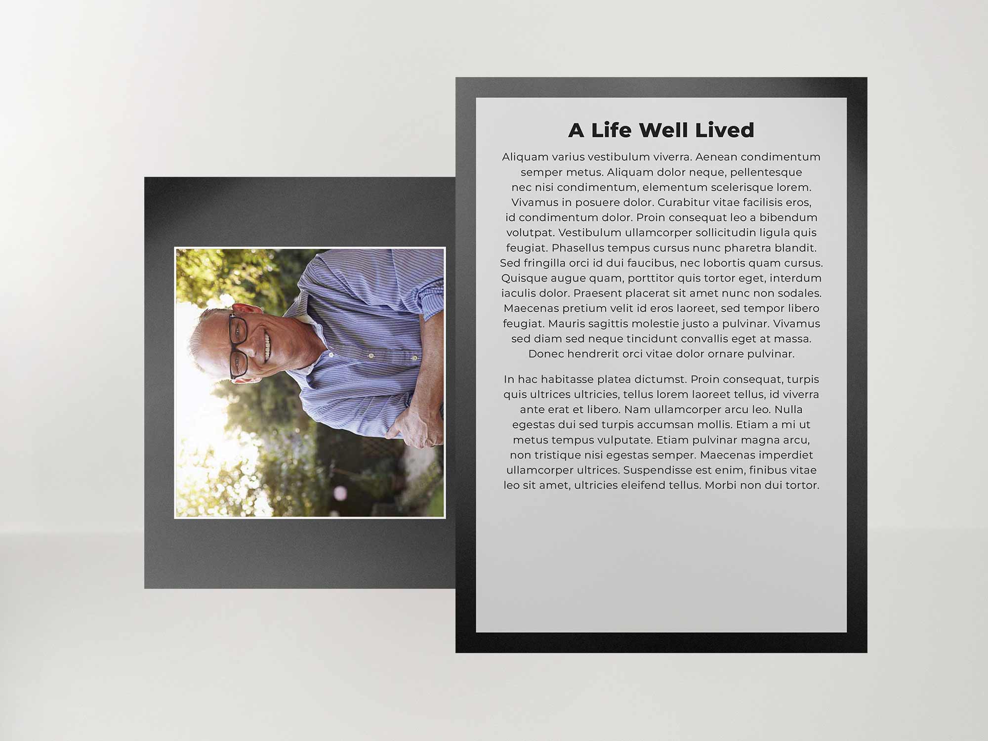 Memorial Card Back Sample