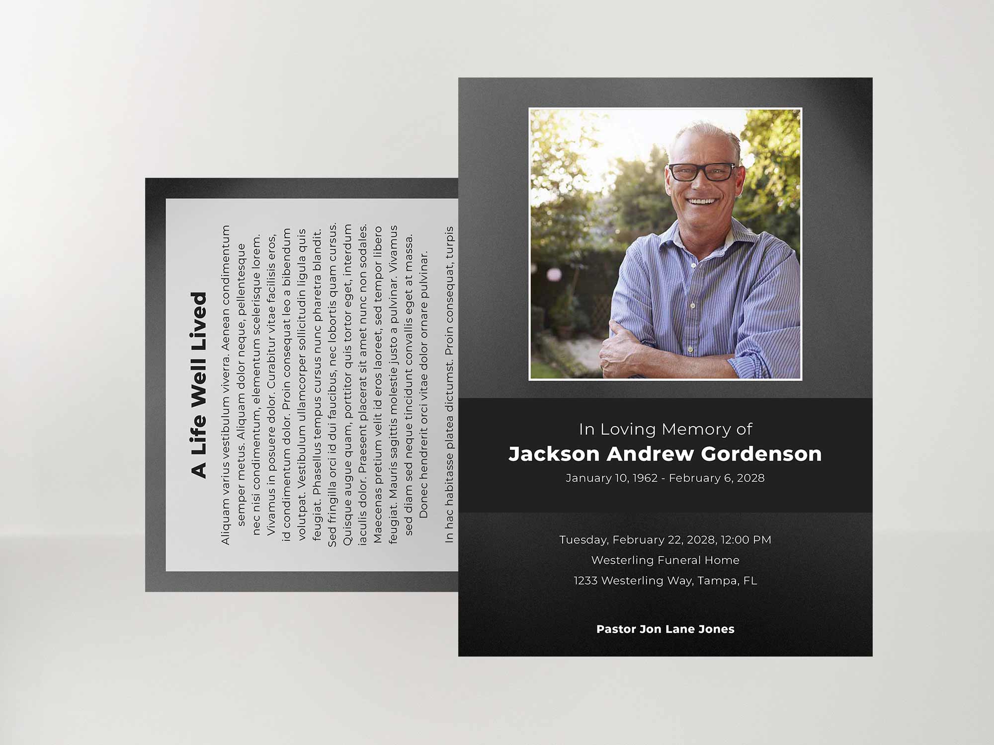 Memorial Card Front Sample