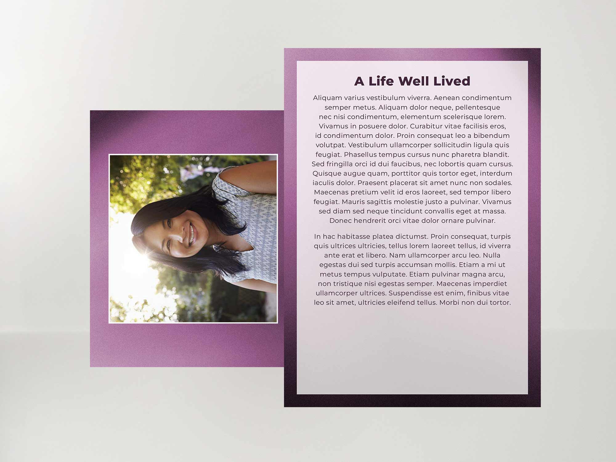 Memorial Card Back Sample