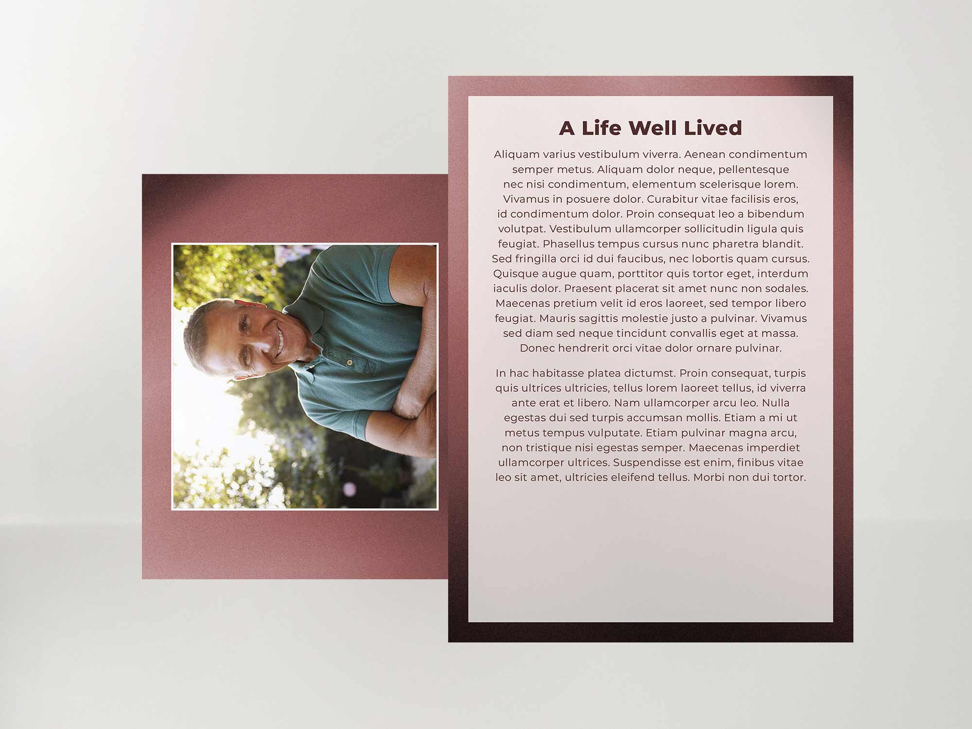 Memorial Card Back Sample