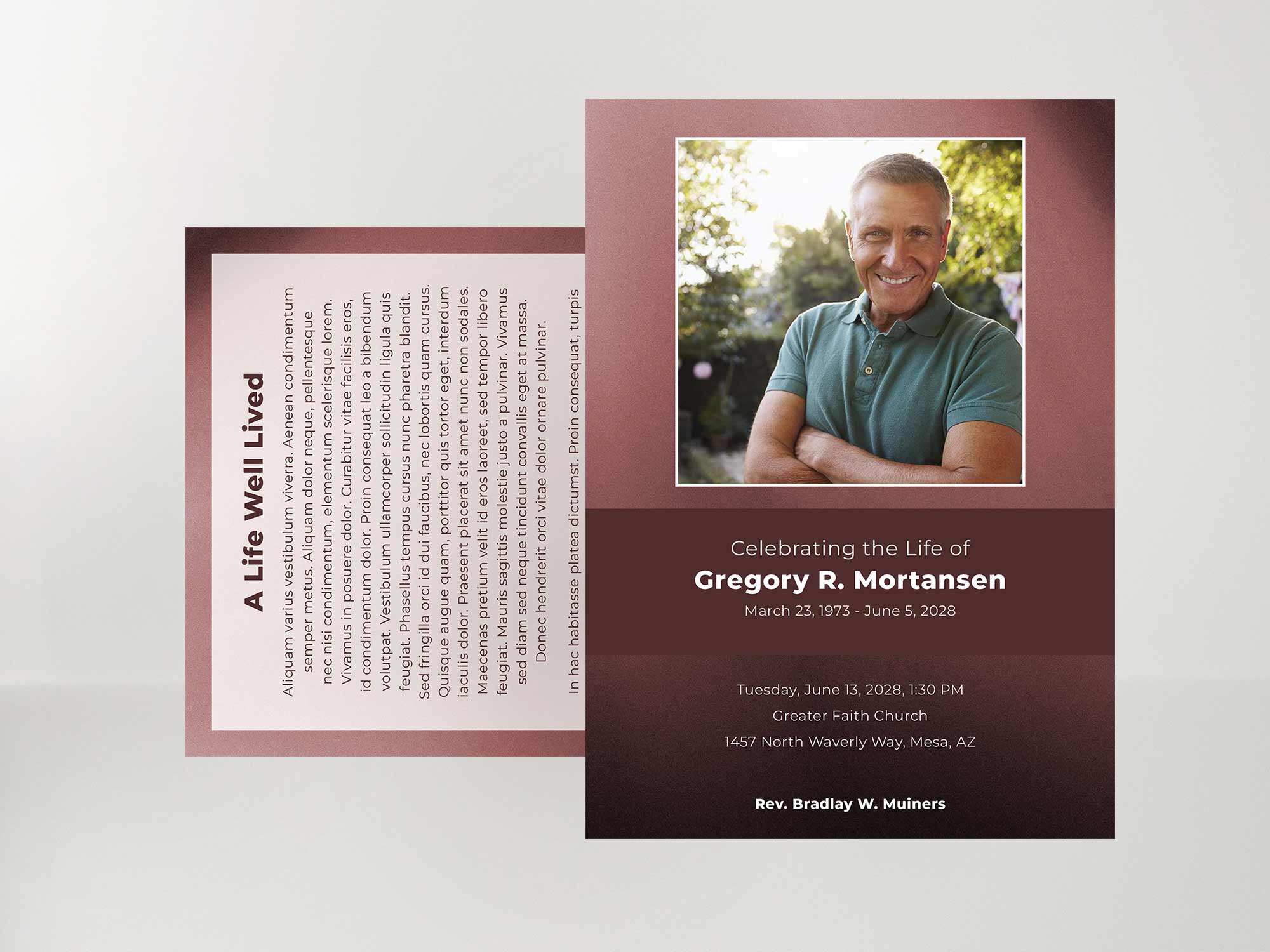 Memorial Card Front Sample