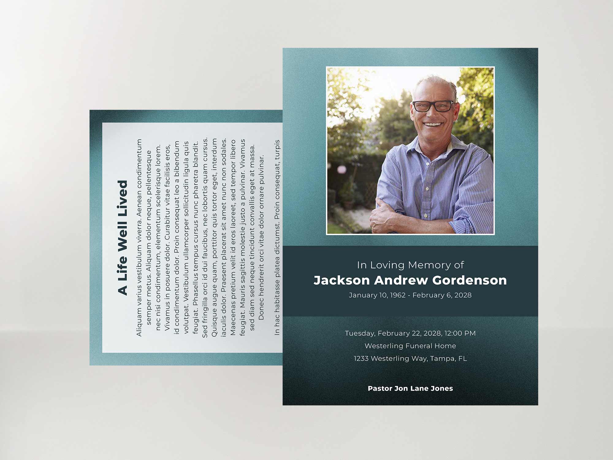 Memorial Card Front Sample