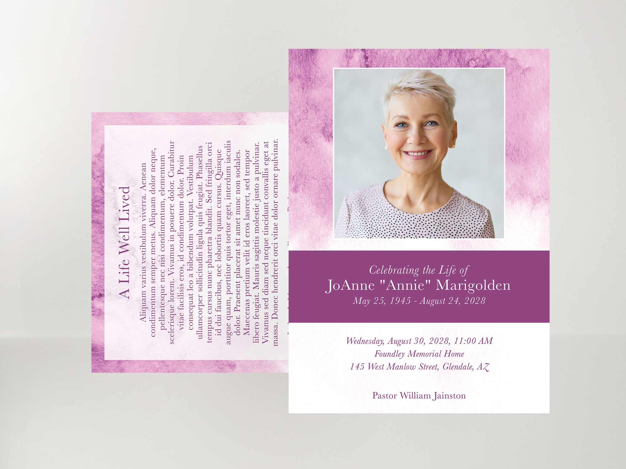 Memorial Card Front Sample