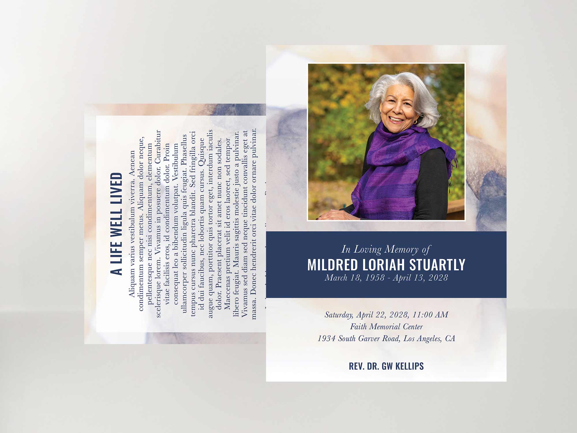 Memorial Card Front Sample