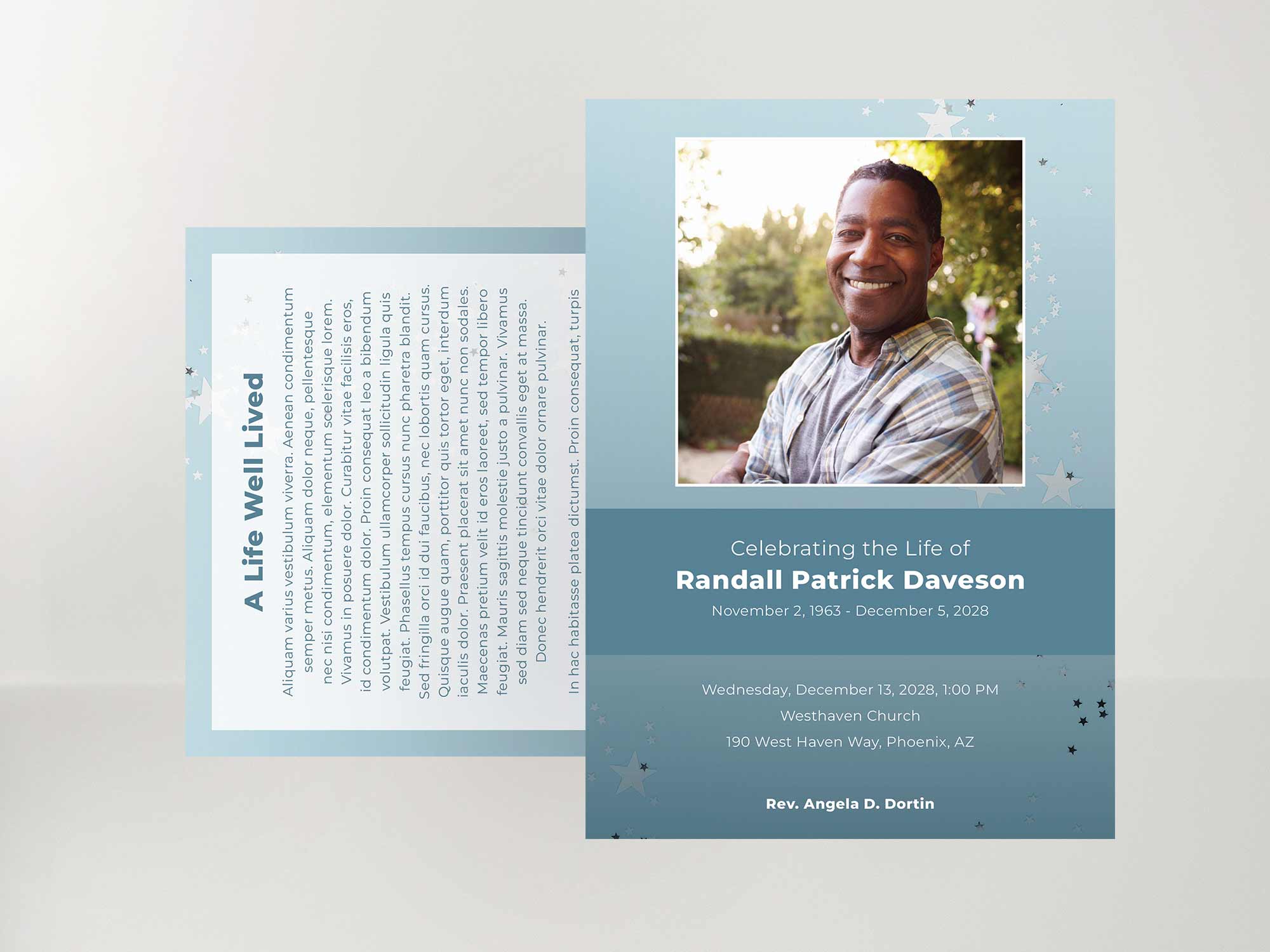 Memorial Card Front Sample