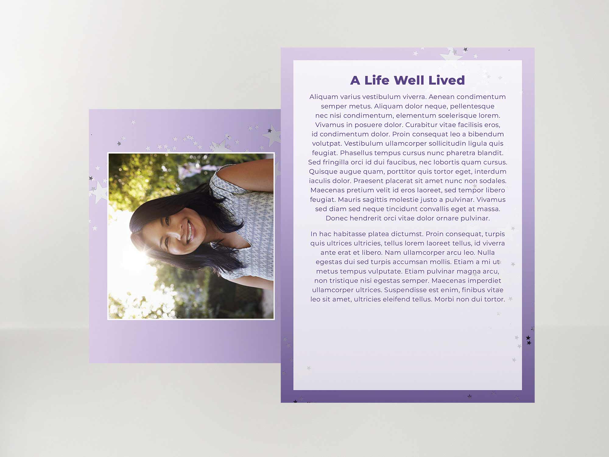 Memorial Card Back Sample