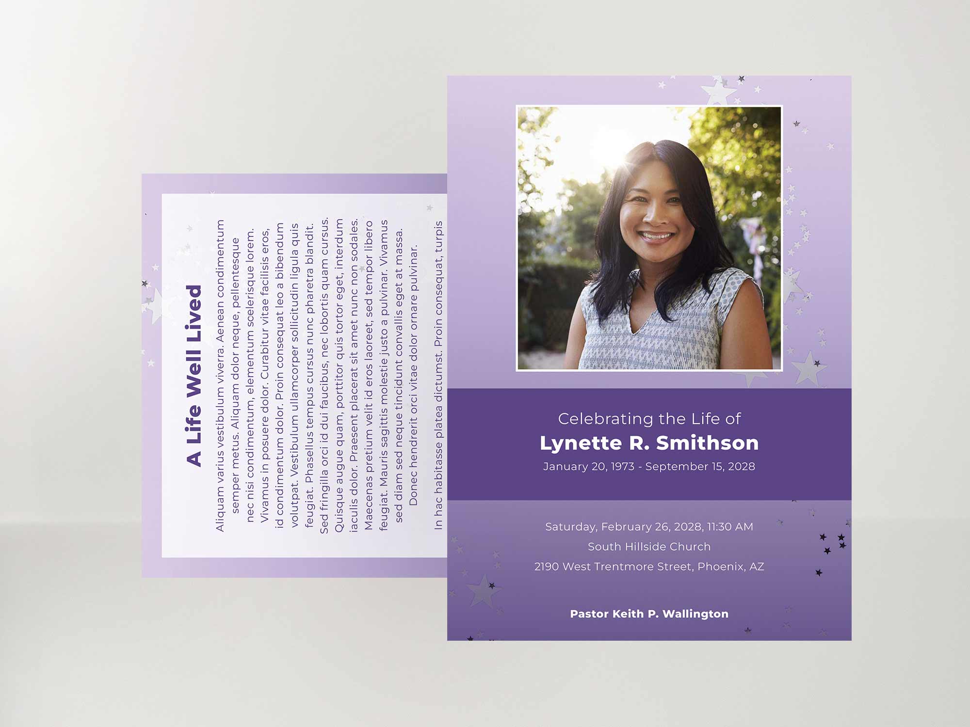 Memorial Card Front Sample